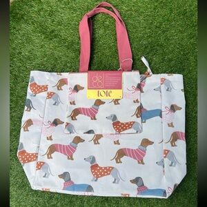 Dachshund Bow Canvas Tote & Pouch Set 2pcs